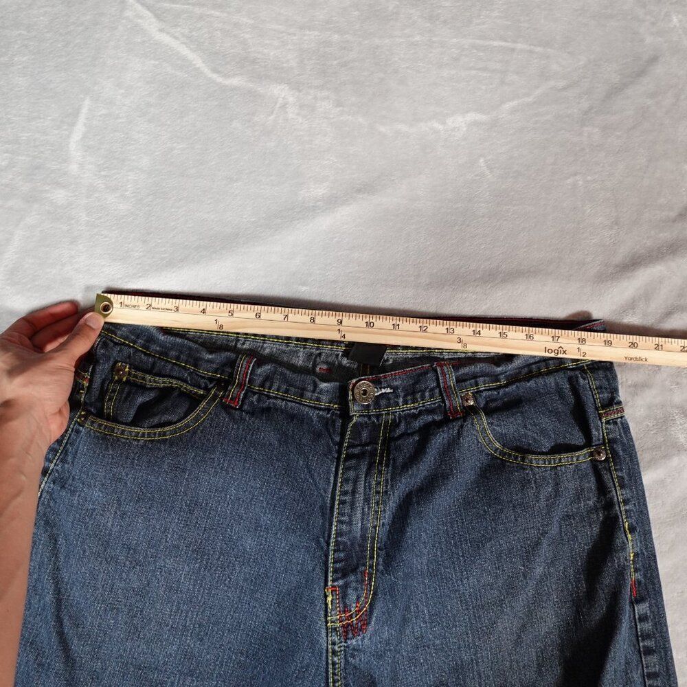 Vintage Brooklyn Xpress Denim Shorts Mens 40 (Fits 38) 13” Pocket Design Baggy - Picture 5 of 8